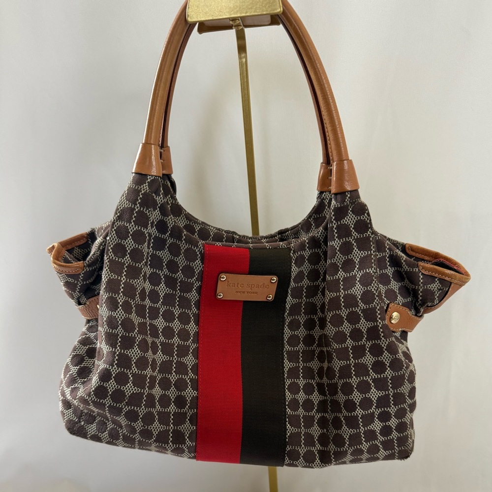 Kate Spade Brown and Red Patterned Tote Bag